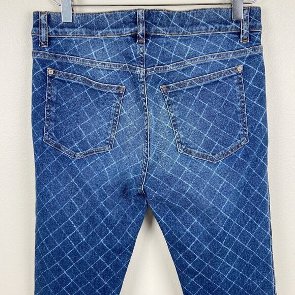 CHANEL | 2017 Spring Skinny Blue Jeans White All Over Diamond Print 40 - Picture 5 of 11